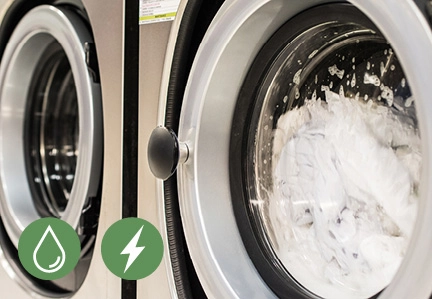 Machines de lavage professionnelles en fonctionnement illustrant la recherche innovation pressing pour améliorer la performance et la qualité du nettoyage textile.